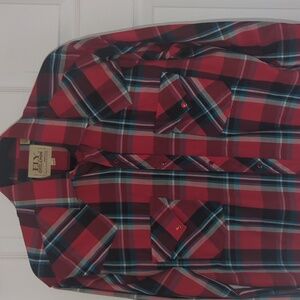 Vintage Ely Cattleman Pearl Snap Button Up Shirt Red Cowboy Rodeo Western 16-35